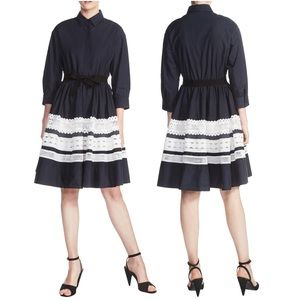 Maje Ramona Lace Trim Shirtdress